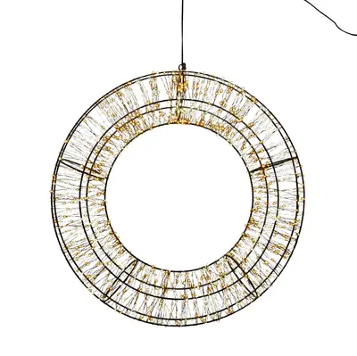 Anna's Collection LED krans metaal flash 1400 lampjes 48 x 10cm, warm wit/classic warm - afbeelding 1