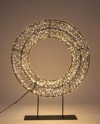 Anna's Collection LED krans op voet 1200 lampjes flash metaal 36 x 8cm, warm wit/classic warm - afbeelding 1