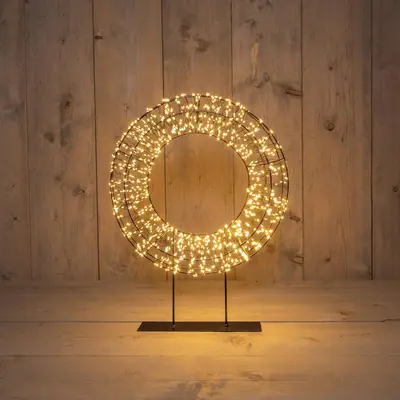 Anna's Collection LED krans op voet 1200 lampjes flash metaal 36 x 8cm, classic warm - afbeelding 1