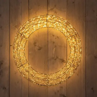 Anna's Collection LED krans op voet 2400 lampjes flash metaal 70 x 12cm, classic warm - afbeelding 2