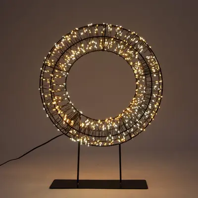 Anna's Collection LED krans op voet 800 lampjes flash metaal 28 x 6cm, warm wit/classic warm - afbeelding 1