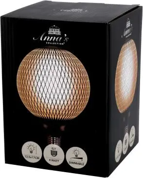 Anna's Collection LED lamp raster E27 zwart Ø 12,5 x 17cm - afbeelding 2