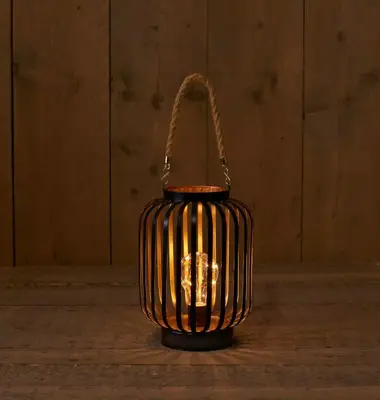 Anna's Collection LED lantaarn koperdraad zwart 22cm - afbeelding 1