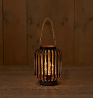 Anna's Collection LED lantaarn koperdraad zwart 22cm - afbeelding 1