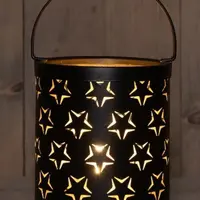 Anna's Collection LED lantaarn ster patroon zwart/goud Ø 12 x 19cm - afbeelding 3