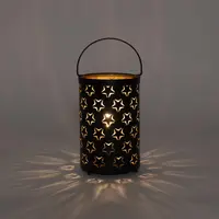 Anna's Collection LED lantaarn ster patroon zwart/goud Ø 12 x 19cm - afbeelding 4