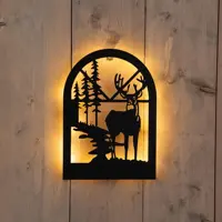 Anna's Collection LED muurhanger hert diorama zwart 25 x 30cm - afbeelding 1