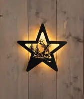 Anna's Collection LED muurhanger hert ster zwart 3 x 34 x 35cm - afbeelding 1