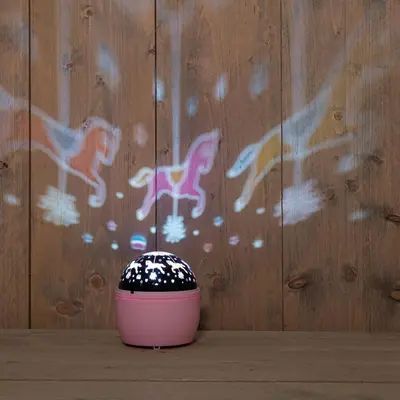 Anna's Collection LED projector carrousel lichtroze 13 x 11,5cm - afbeelding 1