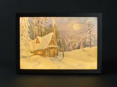 Anna's Collection LED schilderij 3D canvas huis 35 x 25cm - afbeelding 1