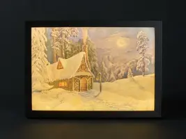 Anna's Collection LED schilderij 3D canvas huis 35 x 25cm - afbeelding 1