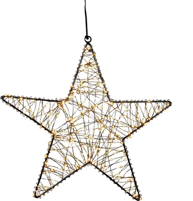 Anna's Collection LED ster 300 lampjes flash zwart Ø 36cm, classic warm - afbeelding 1