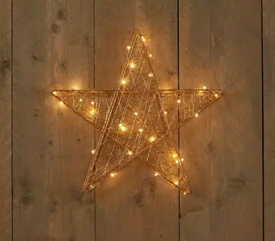 Anna's Collection LED ster gekruist metaal 35 lampjes goud 40cm, warm wit - afbeelding 2