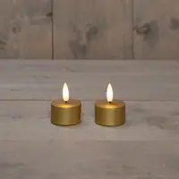 Anna's Collection LED theelicht 3d flame 5cm goud 2 stuks - afbeelding 1