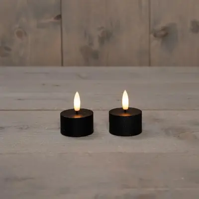 Anna's Collection LED theelicht 3d flame 5cm zwart 2 stuks - afbeelding 1