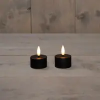 Anna's Collection LED theelicht 3d flame 5cm zwart 2 stuks - afbeelding 1