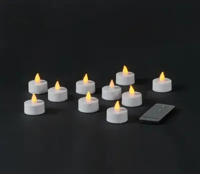 Anna's Collection LED theelicht flame effect 3.5cm wit 10 stuks - afbeelding 2