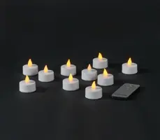 Anna's Collection LED theelicht flame effect 3.5cm wit 10 stuks - afbeelding 2