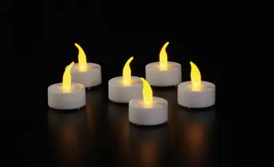 Anna's Collection LED theelicht flame effect 3.5cm wit 6 stuks - afbeelding 2