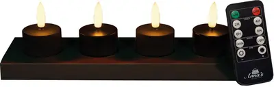 Anna's Collection LED theelicht oplaadbaar 3d flame incl. oplaadstation 5cm zwart 4 stuks - afbeelding 1