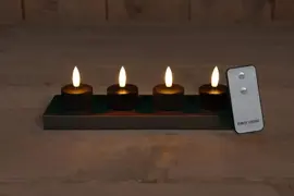 Anna's Collection LED theelicht oplaadbaar 3d flame incl. oplaadstation 5cm zwart 4 stuks - afbeelding 2