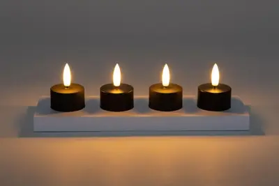 Anna's Collection LED theelicht oplaadbaar 3d flame incl. oplaadstation 5cm zwart 4 stuks - afbeelding 3