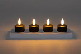 Anna's Collection LED theelicht oplaadbaar 3d flame incl. oplaadstation 5cm zwart 4 stuks - afbeelding 3