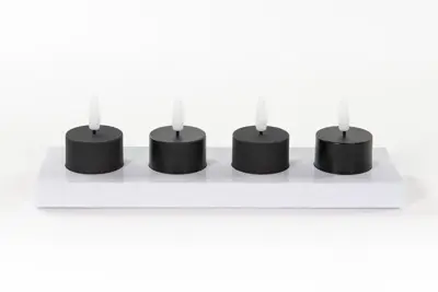 Anna's Collection LED theelicht oplaadbaar 3d flame incl. oplaadstation 5cm zwart 4 stuks - afbeelding 1
