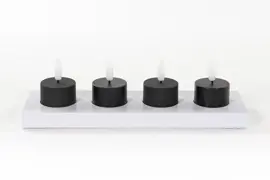 Anna's Collection LED theelicht oplaadbaar 3d flame incl. oplaadstation 5cm zwart 4 stuks - afbeelding 1