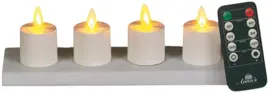 Anna's Collection LED theelicht oplaadbaar flame effect incl. oplaadstation 5cm wit 4 stuks - afbeelding 1
