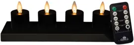 Anna's Collection LED theelicht oplaadbaar flame effect incl. oplaadstation 5cm zwart 4 stuks - afbeelding 1