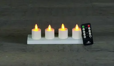 Anna's Collection LED theelicht oplaadbaar flame effect incl. oplaadstation 5cm wit 4 stuks - afbeelding 2