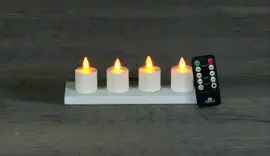 Anna's Collection LED theelicht oplaadbaar flame effect incl. oplaadstation 5cm wit 4 stuks - afbeelding 2