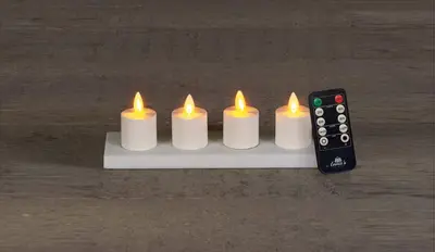 Anna's Collection LED theelicht oplaadbaar flame effect incl. oplaadstation 5cm wit 4 stuks - afbeelding 4