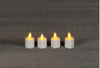 Anna's Collection LED theelicht oplaadbaar flame effect uitbreidingsset 5cm wit 4 stuks - afbeelding 1