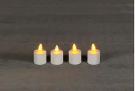 Anna's Collection LED theelicht oplaadbaar flame effect uitbreidingsset 5cm wit 4 stuks - afbeelding 1