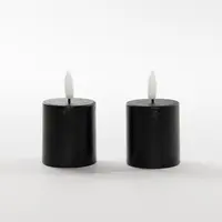 Anna's Collection LED votief kaars 3d flame rustiek set 8x4.5cm zwart 2 stuks kopen?