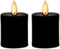 Anna's Collection LED votief kaars flame effect rustiek set 8x4.5cm zwart 2 stuks kopen?