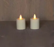 Anna's Collection LED votief kaars flame effect set 8x4.5cm ivoor 2 stuks - afbeelding 1