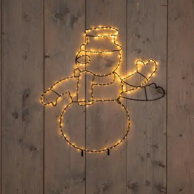 Anna's Collection LED zwaaiende sneeuwman 250 lampjes 50 x 60cm, classic warm - afbeelding 1