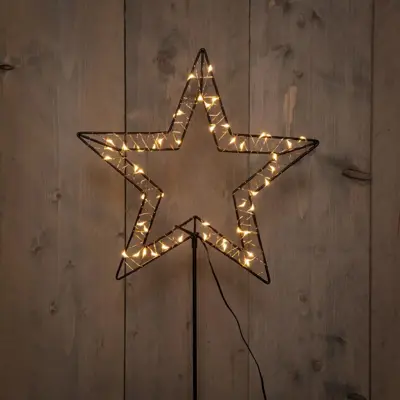 Anna's Collection LED zwarte ster op steker 50 lampjes, classic warm - afbeelding 2