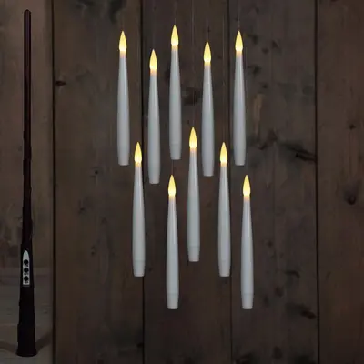 Anna's Collection LED zwevende kaars 3d flame 15 cm wit 10 stuks - afbeelding 3