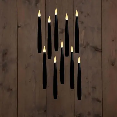 Anna's Collection LED zwevende kaars 3d flame 15 cm zwart 10 stuks - afbeelding 1