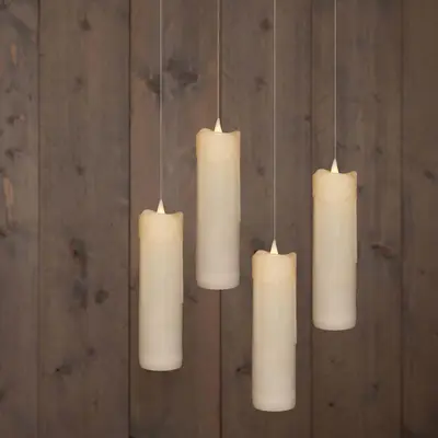 Anna's Collection LED zwevende kaars 3d flame druip 18 cm wit 4 stuks - afbeelding 1