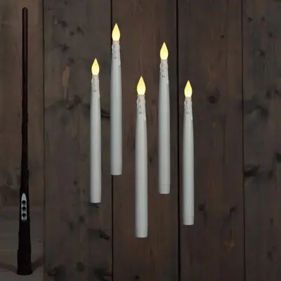 Anna's Collection LED zwevende kaars 3d flame druip 28.5 cm wit 5 stuks - afbeelding 2