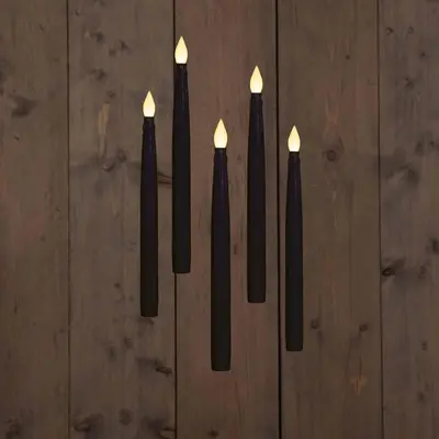 Anna's Collection LED zwevende kaars 3d flame druip 28.5 cm zwart 5 stuks - afbeelding 1