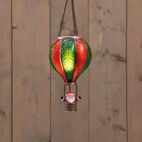 Anna's Collection luchtballon met Kerstman – 20 LED, 14 x 25 cm, rood/groen - afbeelding 1
