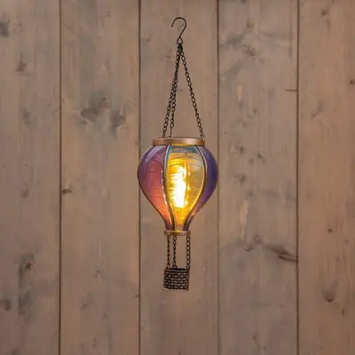 Anna's collection luchtballon solar met vlameffect 12led 36x11cm blauw - afbeelding 1