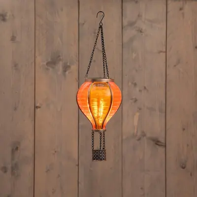 Anna's collection luchtballon solar met vlameffect 12led 36x11cm geel/oranje