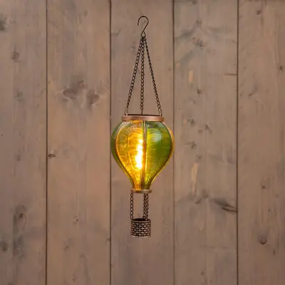 Anna's collection luchtballon solar met vlameffect 12led 36x11cm groen